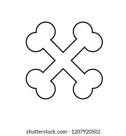 Bones cross vector icon on white background. Halloween symbol. Danger sign. Flat simple line design illustration.