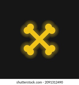 Bones Crossed yellow glowing neon icon
