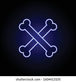 bones, death outline blue neon icon. detailed set of death illustrations icons. can be used for web, logo, mobile app, UI, UX