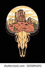 Knochen und Wüstenlandschaft, Illustration