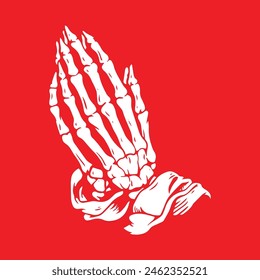 Bones of Devotion: Skeleton Praying Hands Illustration - A Reverent Symbol of Faith and Resilience