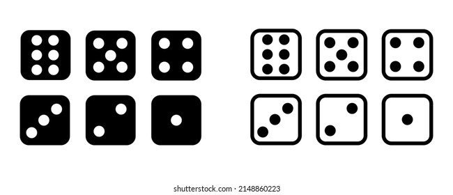 Bones. Dice vector icon set on white background. Vector illustration