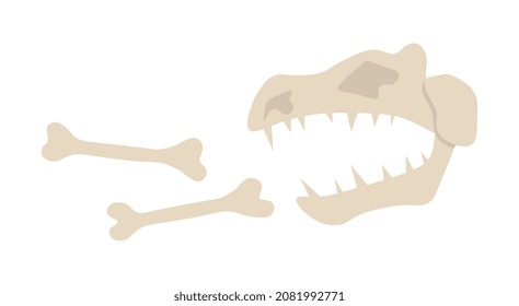 Bones of dinosaur. Finds of archaeologists, things from Middle Ages, history. BC animals, fauna and old animals. Graphic elements for site, stylish minimalistic icon. Cartoon flat vector illustration