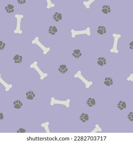 Bones and dog footprints, seamless vector pattern