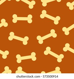 Bones for dogs on a brown background. Seamless pattern. Vector illustration.