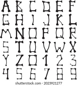 Bones font, Letters and numbers, alphabet