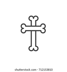 Bones in the form of a cross line icon, outline vector sign, linear style pictogram isolated on white. Halloween holiday Symbol, logo illustration. Editable stroke