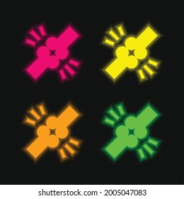 Bones four color glowing neon vector icon