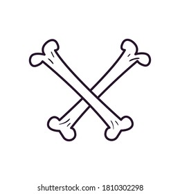 bones free form line style icon design of death horror tattoo decoration dark culture theme Vector illustration