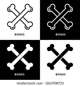 Bones Halloween Icon Line Style. Bone Vector Logo Illustration. Crossbones Symbol Icon Glyph