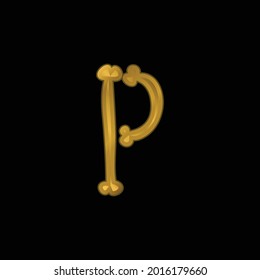 Bones Halloween Typography Filled Shape Of Letter P gold plated metalic icon or logo vector