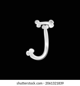Bones Halloween Typography Letter J silver plated metallic icon