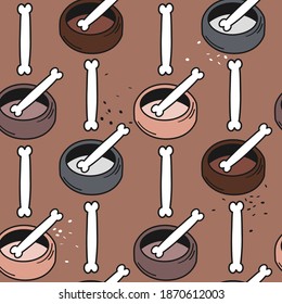 Bones, hand drawn backdrop. Colorful seamless pattern. Decorative cute wallpaper, good for printing. Overlapping background vector. Design illustration