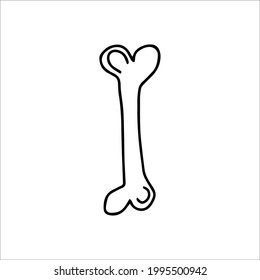 Bones. Hand drawn outline vector illustration in doodle style, isolated on a white background