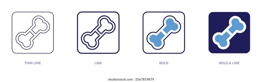 Bones icon in 4 different styles. Thin Line, Line, Bold, and Bold Line. Duotone style. Editable stroke.