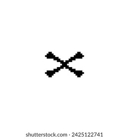 bones icon 8 bit, pixel art  pirate bones icon  for game  logo.
