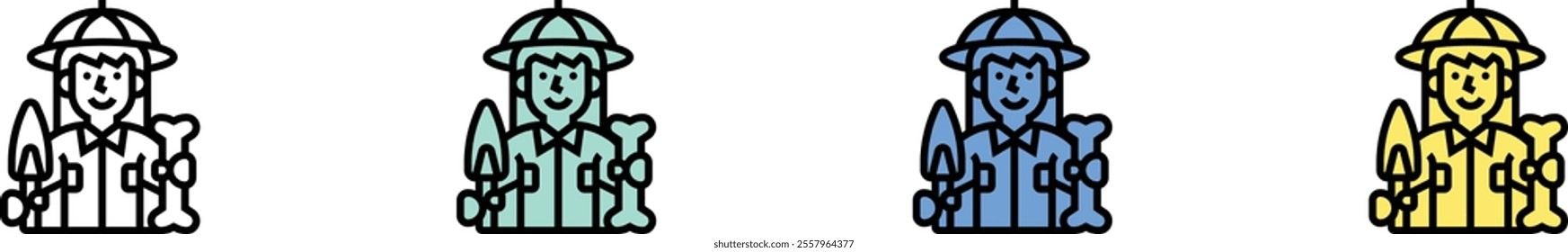 bones icon. Outline, Green, Blue and Yellow Style Design Isolated On White Background