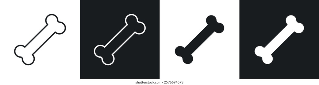 Bones icons collection in black and white solid and line style