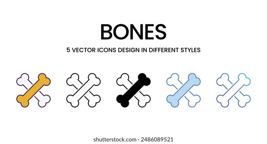 Bones icons vector set stock illustration.
