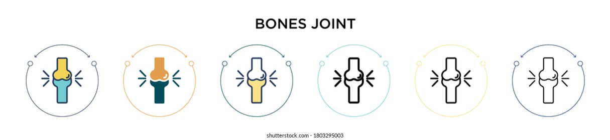 Bones joint icon in filled, thin line, outline and stroke style. Vector illustration of two colored and black bones joint vector icons designs can be used for mobile, ui, web