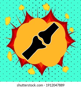 Bones and joints sign, pop art explosion, vector illustration for design