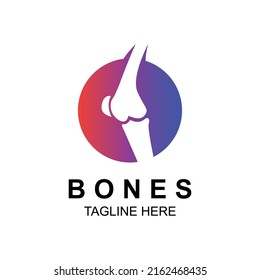 Bones Logo Design Template. knee joint bone logo vector illustration design. Leg bones Logo.