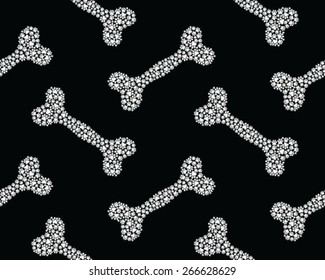 Bones made of footprints of cat and dog, wallpaper, seamless, vector