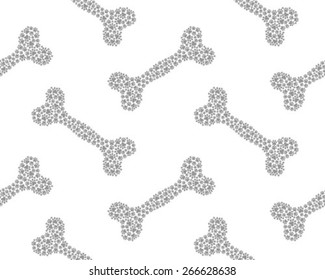 Bones made of footprints of cat and dog, wallpaper, seamless, vector