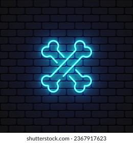Icono de neón óseo sobre fondo negro. Ilustración del vector