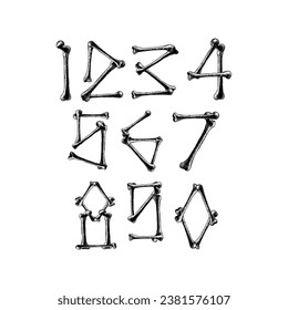 bones numbers hand drawing vector isolated on white background.