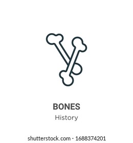 Bones outline vector icon. Thin line black bones icon, flat vector simple element illustration from editable history concept isolated stroke on white background