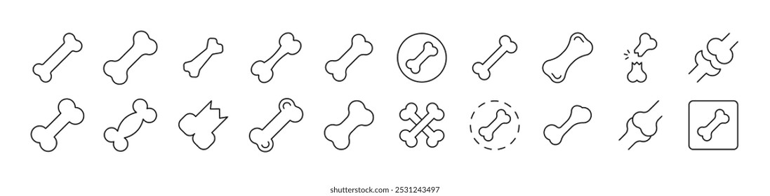 Bones Related Icon Set. Editable Stroke. Suitable for Web Sites, Books, Cards, Apps 