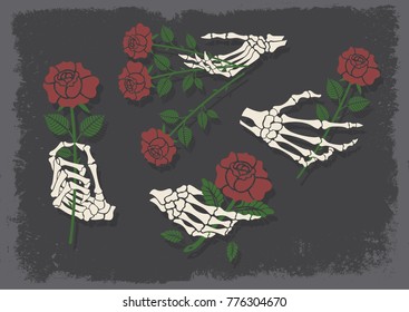 Bones and Roses. Traditional Tattoo Designs