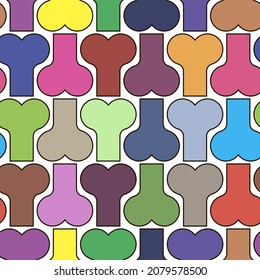 Bones seamless repeating colored pattern on white background. Editable template. Isolated vector illustration.