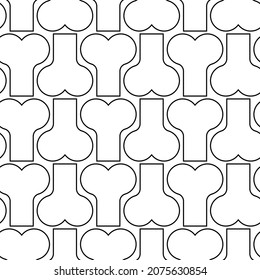 Bones seamless repeating pattern and background. Linear outline. Vector illustration and clipart.