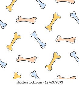 Bones seamless vector pastel color pattern. Dog toys cute background.