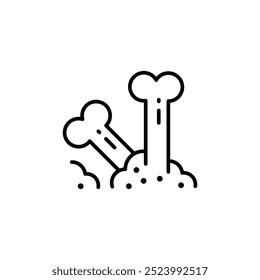 Icono de búsqueda de huesos. Icono de búsqueda de huesos de arqueología simple que representa la excavación y la investigación. Ideal para Diseños web de temática arqueológica, App móviles y contenido educativo. Ilustración vectorial.