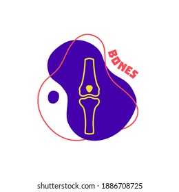 Bones skeletal system body part outline icon on abstract geometric splash. Human anatomy symbol. Orthopedic medical concept. Vector illustration.