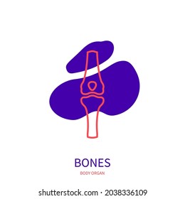Knochen Skelett-System Körper Teil Umriss Symbol auf abstrakte geometrische Spritze. Menschliches Anatomie-Symbol. Orthopädisches medizinisches Konzept. Vektorgrafik.