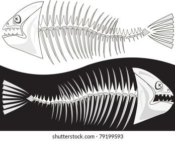 Bones of a skeleton of fish in a vector
