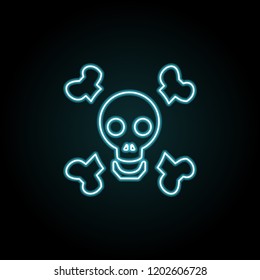 Bones and Skull icon in neon style. Simple outline vector of halloween set for UI and UX, website or mobile application