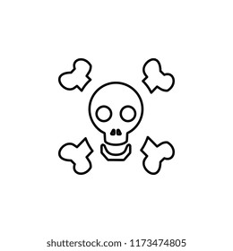 Bones and Skull icon. Simple outline vector of Halloween set for UI and UX, website or mobile application
