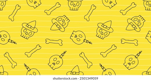 bones. skull. terrible. holiday. Halloween. October 31st. vector. seamless pattern. the pattern. seamless. pattern. bat. scary stories. lines. ghost. A terrible holiday. spider. postcard