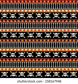Bones and skulls seamless repeating pattern design