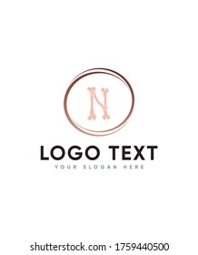 Bones style letter type N logo template, Vector logo for business and company identity 