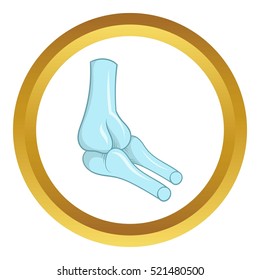 Bones vector icon in golden circle, cartoon style isolated on white background