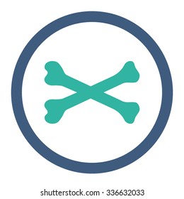 Bones vector icon. Style is bicolor flat rounded symbol, cobalt and cyan colors, rounded angles, white background.