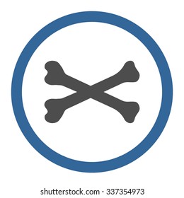 Bones vector icon. Style is bicolor flat rounded symbol, cobalt and gray colors, rounded angles, white background.