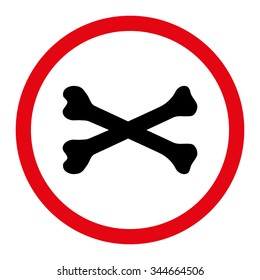 Bones vector icon. Style is bicolor flat rounded symbol, intensive red and black colors, rounded angles, white background.