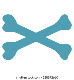 Bones vector icon. Style is flat symbol, cyan color, rounded angles, white background.